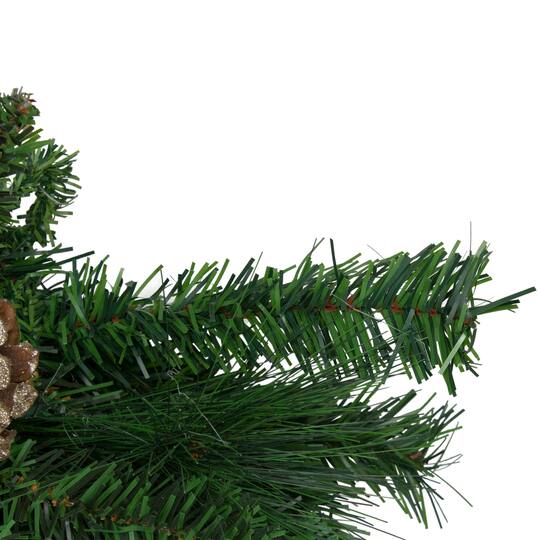 28" Unlit Mixed Pine, Pine Cones & Gold Glitter Teardrop Swag